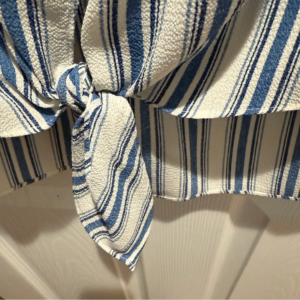 Soprano Blue and White Striped Off-Shoulder Blouse - Picture 5 of 6
